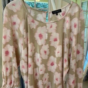1 State Pink Flower Blouse